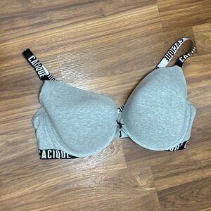 Cacique Women's Sz 48DDD Boost Plunge Bra Gray/black VGC